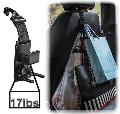 Heroway Car Headrest Hooks – 4 Pack, Black